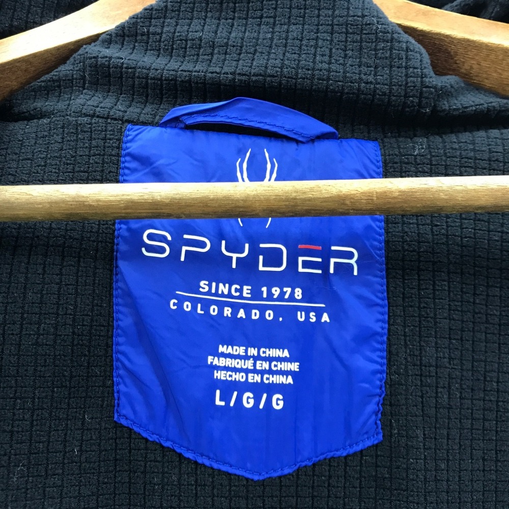 Spyder Jacket Men Large Blue Puffer Thermo Hydro Pro Web Insulated Hood Gorpcore - Picture 11 of 16